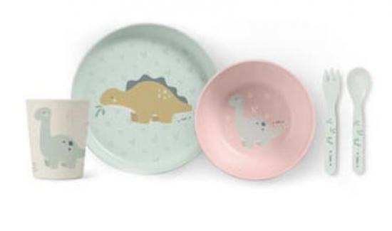 Kinder Geschirr-Set �Dinos� 5tlg. - rosa