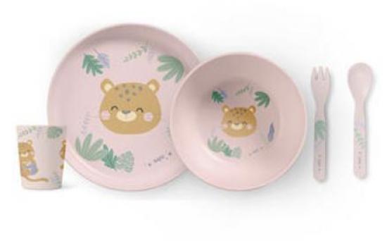 Kinder Geschirr-Set  Leopard 5tlg. - rosa