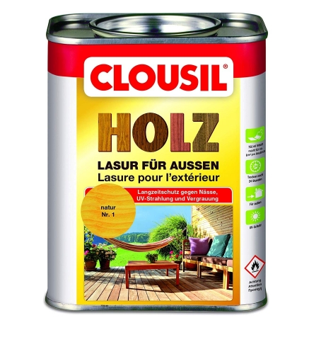 Alfred Clouth Lackfabrik GmbH & Co. KG CLOU CLOUsil Holzlasur fr auen - Auswahl: Nr. 1 natur_100