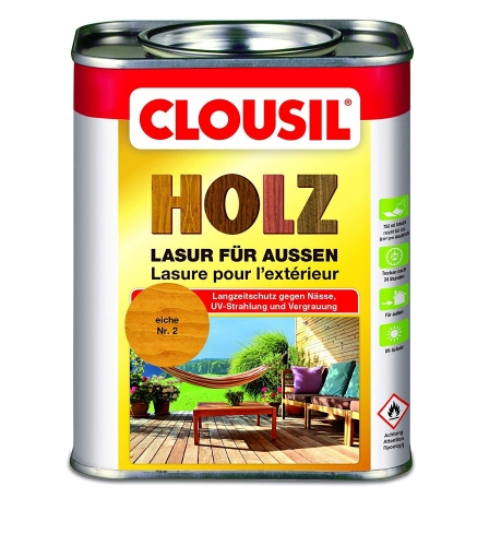 Alfred Clouth Lackfabrik GmbH & Co. KG CLOU CLOUsil� Holzlasur f�r au�en - Auswahl: Nr. 2 eiche_100
