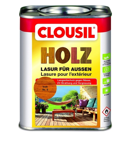 Alfred Clouth Lackfabrik GmbH & Co. KG CLOU CLOUsil� Holzlasur f�r au�en - Auswahl: Nr. 9 teak_100