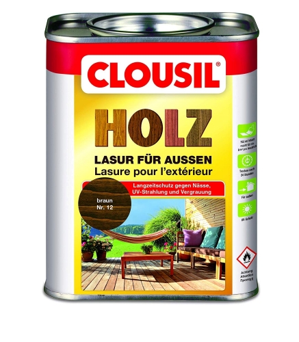 Alfred Clouth Lackfabrik GmbH & Co. KG CLOU CLOUsil� Holzlasur f�r au�en - Auswahl: Nr. 12 braun_100