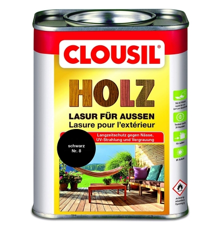 Alfred Clouth Lackfabrik GmbH & Co. KG CLOU CLOUsil Holzlasur fr auen - Auswahl: schwarz_100