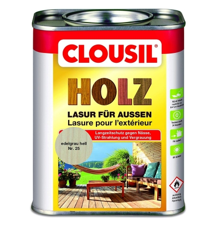 Alfred Clouth Lackfabrik GmbH & Co. KG CLOU CLOUsil� Holzlasur f�r au�en - Auswahl: edelgrau hell_100