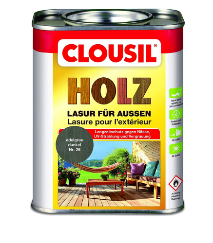 Alfred Clouth Lackfabrik GmbH & Co. KG CLOU CLOUsil� Holzlasur f�r au�en - Auswahl: edelgrau dunkel_100