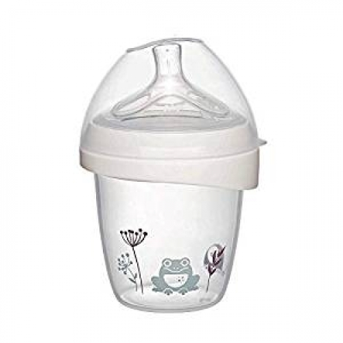 N�rnberg Gummi Babyartikel GmbH & Co. KG nip 35601 first moments Weithalsflasche mit rundem Weithalssauger, Silikon, 150 ml, Frosch, transparent