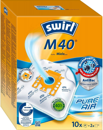 Swirl M 40/10 MicroPor Plus Staubsaugerbeutel f�r Siemens und Bosch Staubsauger | Anti-Allergen-Filter | Dauerhaft hohe Saugleistung | 10 St�ck inkl. 2 Filter