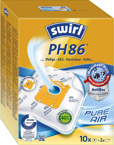 Swirl PH 86/10 MicroPor Plus Staubsaugerbeutel f�r Siemens und Bosch Staubsauger | Anti-Allergen-Filter | Dauerhaft hohe Saugleistung | 10 St�ck inkl. 2 Filter
