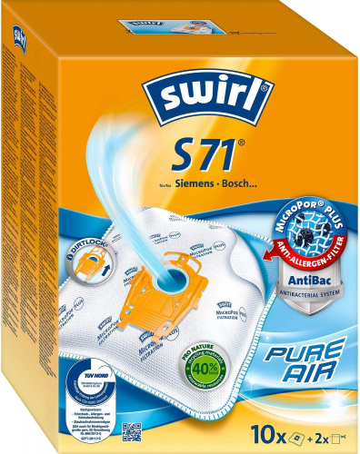 Swirl S 71/10 MicroPor Plus Staubsaugerbeutel f�r Siemens und Bosch Staubsauger | Anti-Allergen-Filter | Dauerhaft hohe Saugleistung | 10 St�ck inkl. 2 Filter
