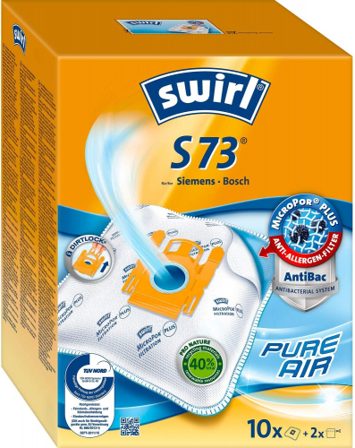 Swirl S 73/10 MicroPor Plus Staubsaugerbeutel f�r Siemens und Bosch Staubsauger | Anti-Allergen-Filter | Dauerhaft hohe Saugleistung | 10 St�ck inkl. 2 Filter