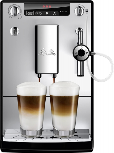 Melitta Caffeo Solo & Perfect Milk E957-103  Schlanker Kaffeevollautomat mit Auto-Cappuccinatore | Automatische Reinigungsprogramme | Automatische Mahlmengenregulierung | Silber