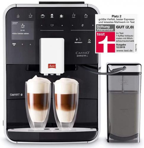 Melitta Caffeo Barista TS Smart F850-102, Kaffeevollautomat mit Milchbehlter, Smartphone-Steuerung mit Connect App, One Touch Funktion, Schwarz