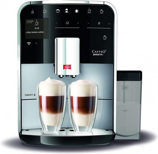 Melitta Caffeo Barista T Smart F830-101, Kaffeevollautomat mit Milchbeh�lter, Smartphone-Steuerung mit Connect App, One Touch Funktion, Silber/Schwarz