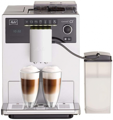 Melitta Caffeo CI E970-101 Kaffeevollautomat | mit Milchbeh�lter | Zweikammern-Bohnenbeh�lter | One Touch Funktion | 15 Bar | Automatische Reinigungsprogramme | Silber