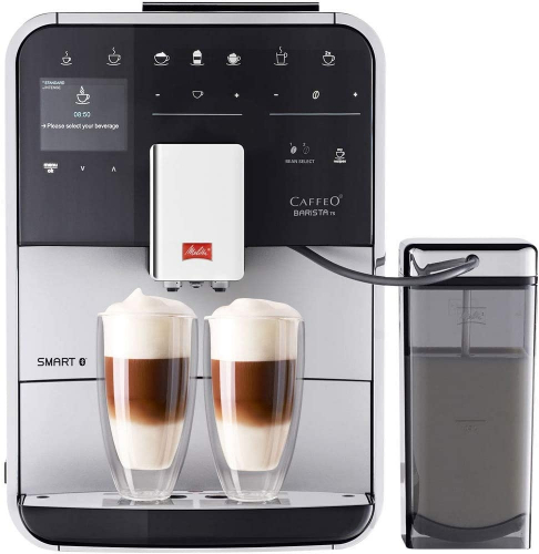 Melitta Caffeo Barista TS Smart F850-101 Kaffeevollautomat mit Milchbeh�lter | Smartphone-Steuerung mit Connect App | One Touch Funktion | Pro Aqua Filtertechnologie | Silber