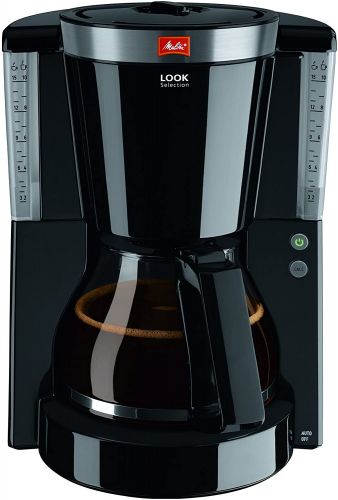Melitta 1011-04, Filterkaffeemaschine mit Glaskanne, AromaSelector, Schwarz Kaffeemaschine LOOK IV SELECTION, Kunststoff, 1.2 liters
