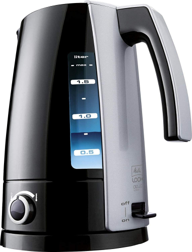Melitta, Wasserkocher, Look Aqua Vario, 1,7 Liter, 2.400 Watt, Schwarz/Silber