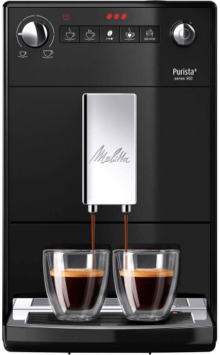 Melitta Purista F 230-102 Kaffeevollautomat mit fl�sterleisem Kegelmahlwerk, Direktwahltaste, 2-Tassen Funktion, 20 cm Breite, entnehmbare Br�hgruppe - schwarz