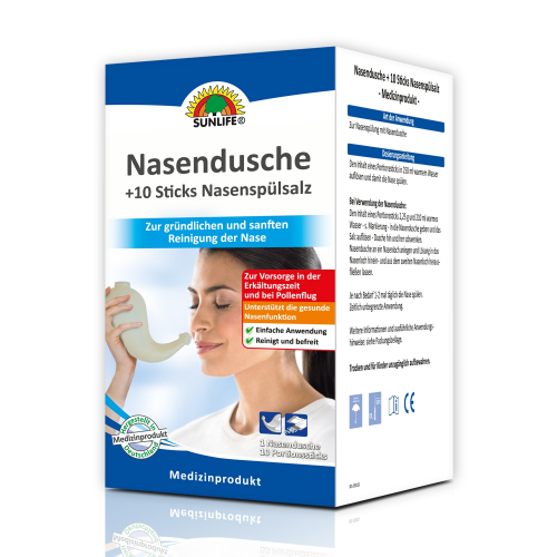 Sunlife Nasensp�ldusche + 10 Sticks Nasensp�lsalz, 1 Kanne + 10 Sticks