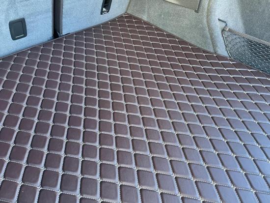 CARSTYLER Geeignet Fr VW T-Roc  Kofferraummatte - Auswahl: Leder Caffee Braun Faden Beige