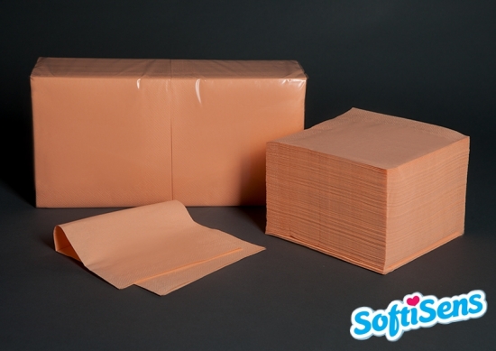 Hanke Servietten 33x33cm, 3-lagig, 1/4 Falz, Farbe: lachsrosa (Variante) - Menge: 200