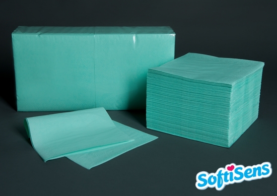 Hanke Servietten 33x33cm, 3-lagig, 1/4 Falz, Farbe: mintgrn (Variante) - Menge: 200