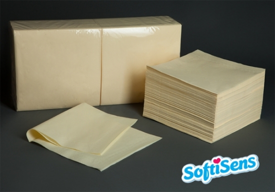 Hanke Servietten 40x40cm, 3-lagig, 1/4 Falz, Farbe: champagner(Variante) - Menge: 200