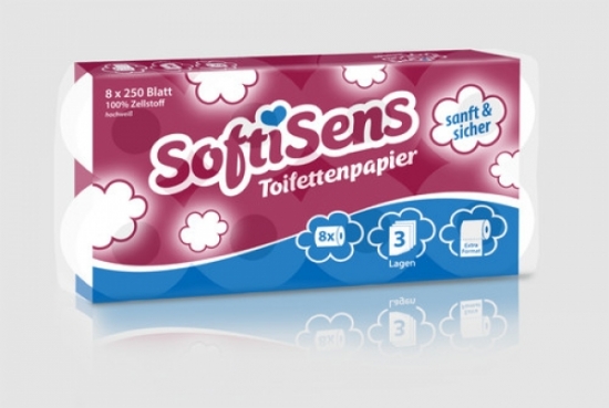 Toilettenpapier 3-lagig; 250 Blatt; (6x8) 48 Rollen - Menge: 1 Paket