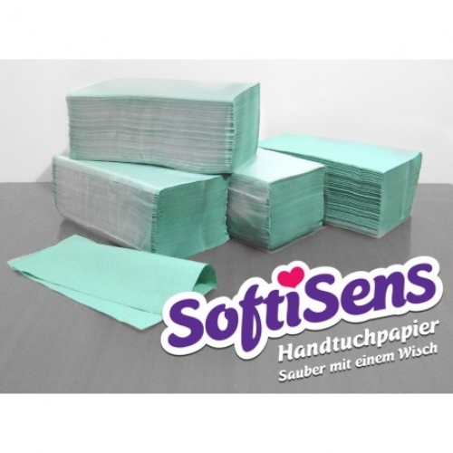 Handtuchpapier grn; 1-lagig ZZ-Falz 25x23cm; 5.000 Blatt 9,5 kg - Menge: 1 Karton