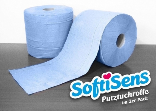 Putztuchrolle Blau;  2-lagig 1000 Blatt 36x38 cm - Menge: 1 Paket