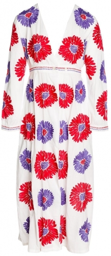 Nimo with Love MY FAIR LADY DRESS COTTON WHITE FLOWER PURPLE/RED - Size: M