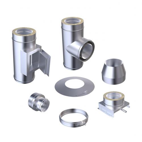 AA-Kaminwelt Edelstahlschornstein Bausatz doppelwandig 150 mm Matt