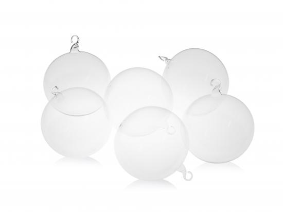 Krebs Glas Lauscha Kristall 8cm Glaskugel mit Glas�se uni mundgeblasen, 6 St�ck im Karton (6)