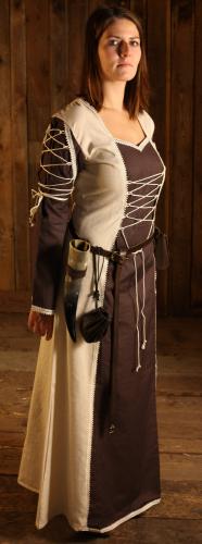 BRES Mittelalterkleid mit Schnrung auf den rmeln - Farbe: natur/braun - Gre: Einheitsgre