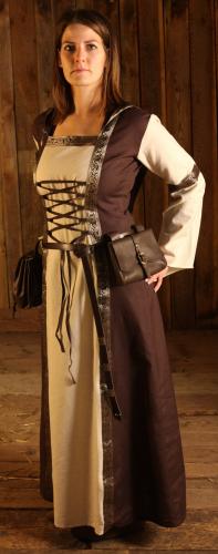 BRES Mittelalterkleid mit Bordre - Gre: XXL - Farbe: grn/natur