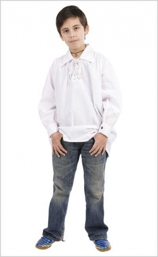 BRES Mittelalterhemd fr Kinder groer Kragen - Farbe: schwarz - Gre: 12-15 Jahre