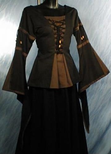 IMEX-MODEN Mittelalter-Bluse, Baumwolle - Gr��e: S - Farbe: schwarz/braun