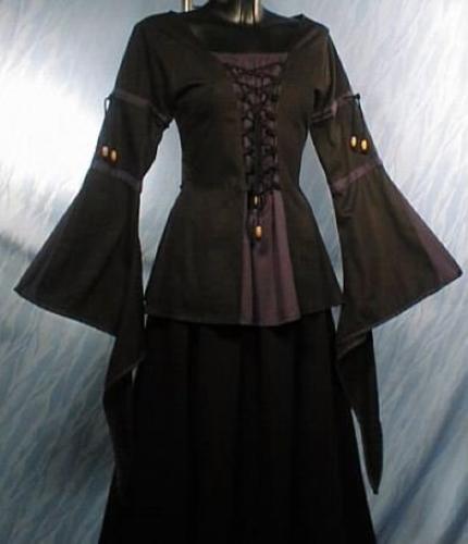 IMEX-MODEN Mittelalter-Bluse, Baumwolle - Gr��e: S - Farbe: schwarz/blau