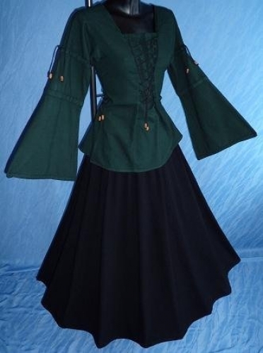 IMEX-MODEN Mittelalter-Bluse, uni - Farbe: gr�n - Gr��e: L