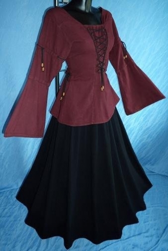 IMEX-MODEN Mittelalter-Bluse, uni - Farbe: weinrot - Gr��e: S