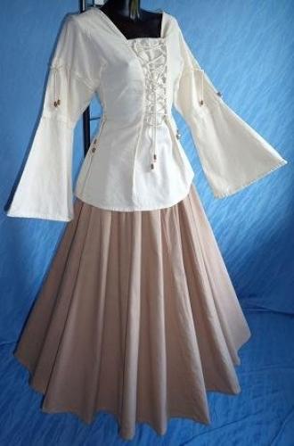 IMEX-MODEN Mittelalter-Bluse, uni - Gr��e: S - Farbe: natur