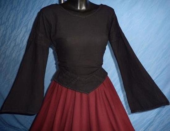 IMEX-MODEN Mittelalter-Bluse, uni,  Baumwolle - Farbe: schwarz - Gre: S