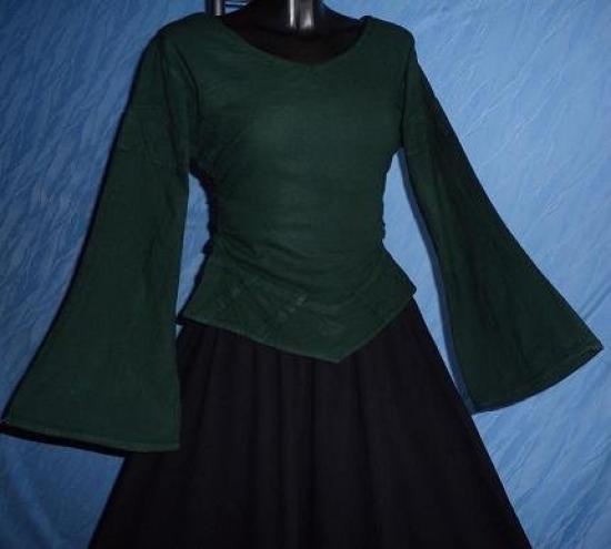 IMEX-MODEN Mittelalter-Bluse, uni,  Baumwolle - Farbe: grn - Gre: S