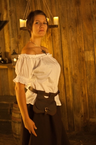 IMEX-MODEN Mittelalterbluse mit Rschen, Kurzarm - Farbe: schwarz - Gre: S