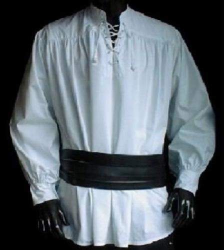 IMEX-MODEN Piratenhemd mit Stehkragen - Gr��e: S - Farbe: wei�