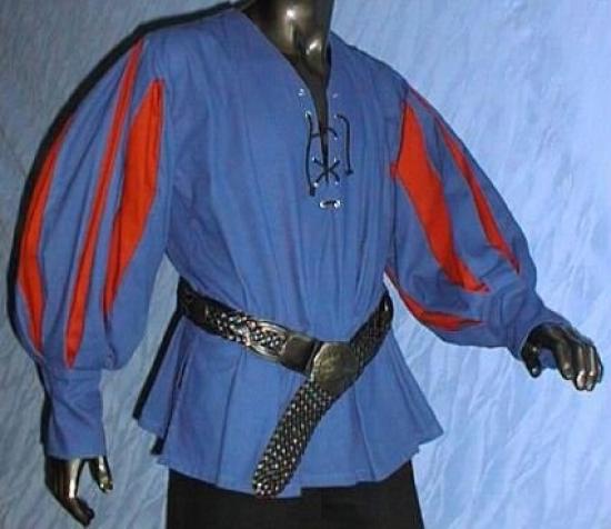 IMEX-MODEN Landsknecht Mittelalter-Hemd - Gre: M - Farbe: blau/rot