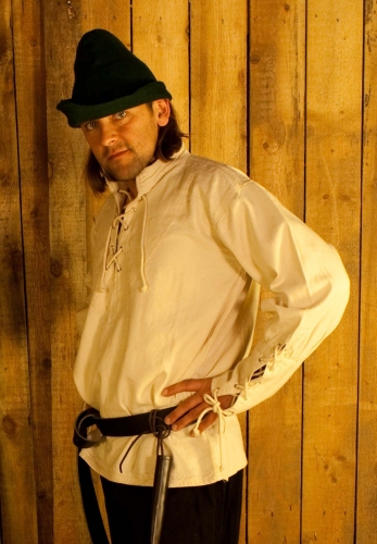 IMEX-MODEN Stehkragenhemd Mittelalter-Hemd - Farbe: weinrot - Gre: XL