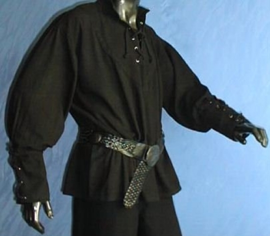 IMEX-MODEN Stehkragenhemd Mittelalter-Hemd - Farbe: schwarz - Gre: S