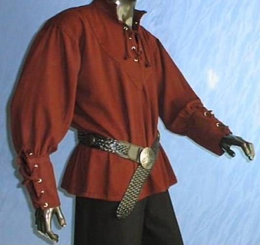 IMEX-MODEN Stehkragenhemd Mittelalter-Hemd - Farbe: weinrot - Gre: S