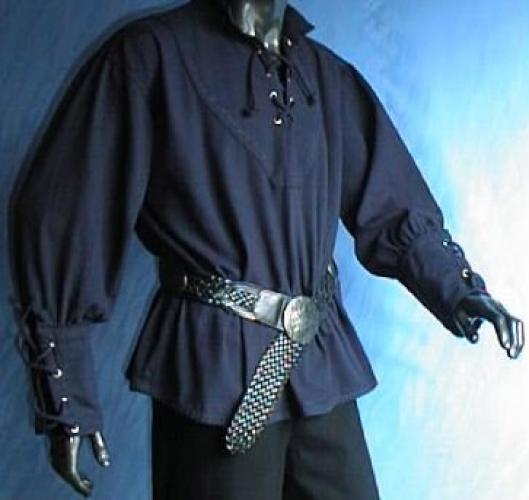 IMEX-MODEN Stehkragenhemd Mittelalter-Hemd - Farbe: dunkelblau - Gre: S